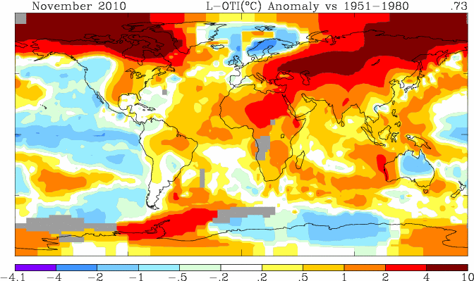 Temperaturanomalier for november 2010
